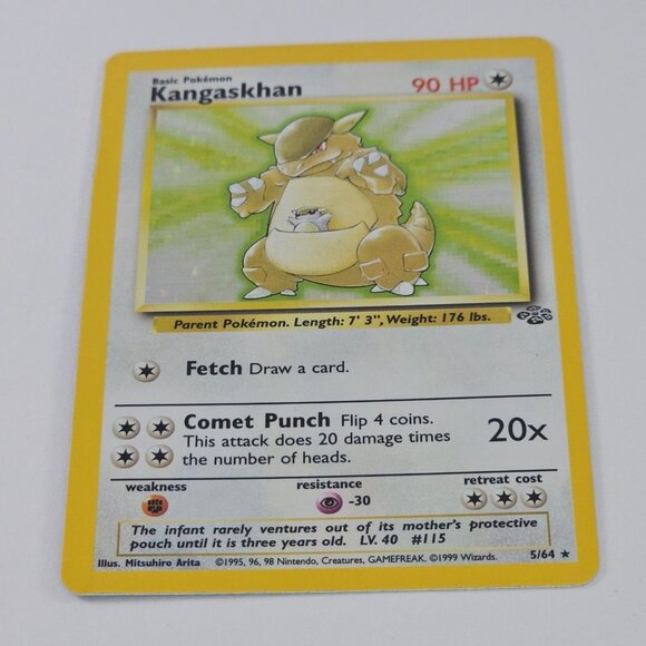 Pokémon TCG Kangaskhan Jungle 5/64 Holo Unlimited Holo Rare Vintage 1999 - Picture 2 of 7
